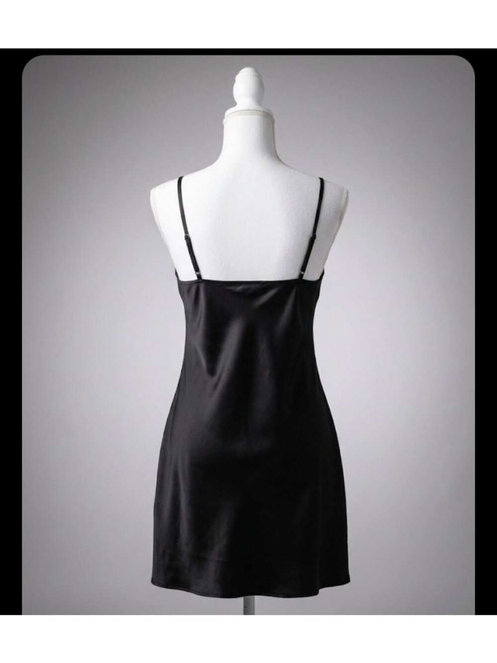 Ladaire Black Silk/Spandex Slip Chemise Short Dress Minimalist Side Slit Women S - Picture 2 of 5